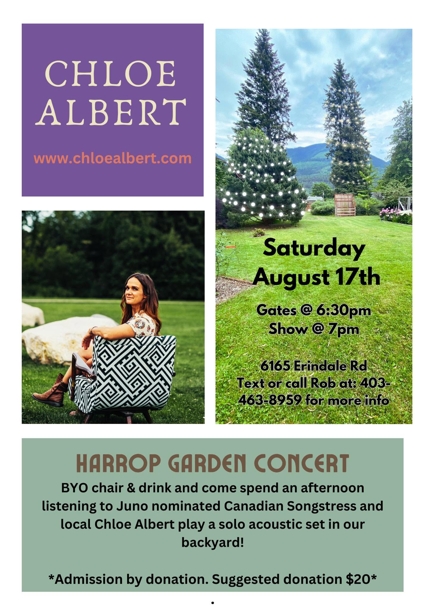 Harrop Garden Concert with Chloe Albert